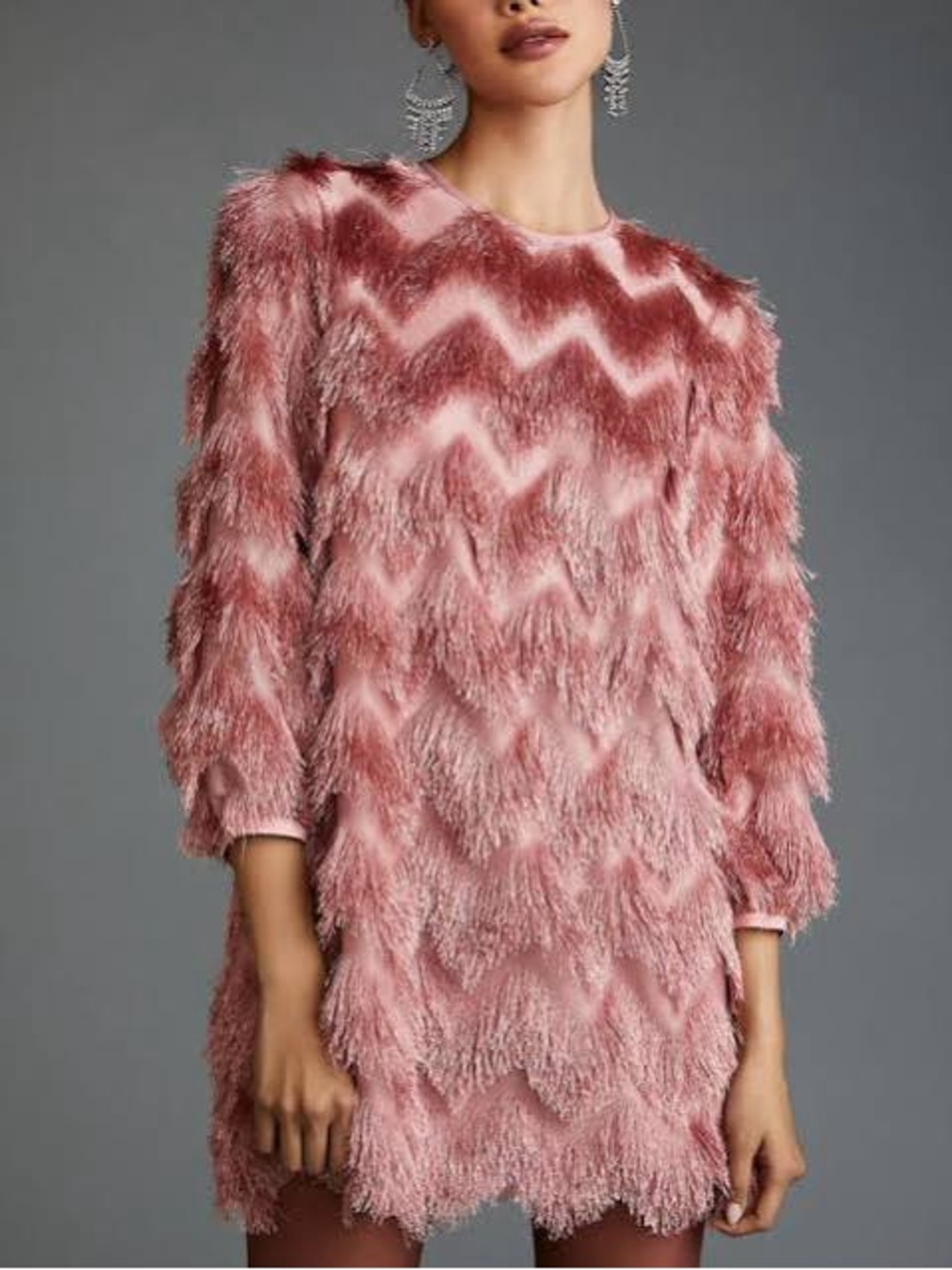 Hutch Fringed Chevron Shift Dress